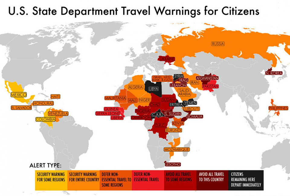 Map: Travel safety by country